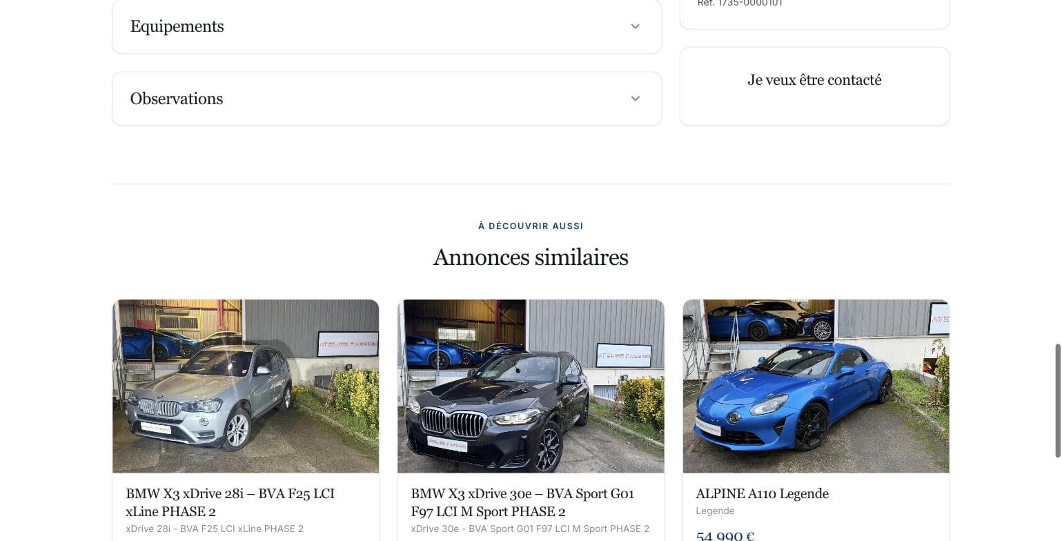 Équipements, observations et annonces similaires — passerelle TEC3H vers WordPress